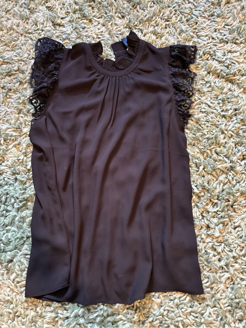 NWOT Express Black Blouse with Lace Detail at Shoulders